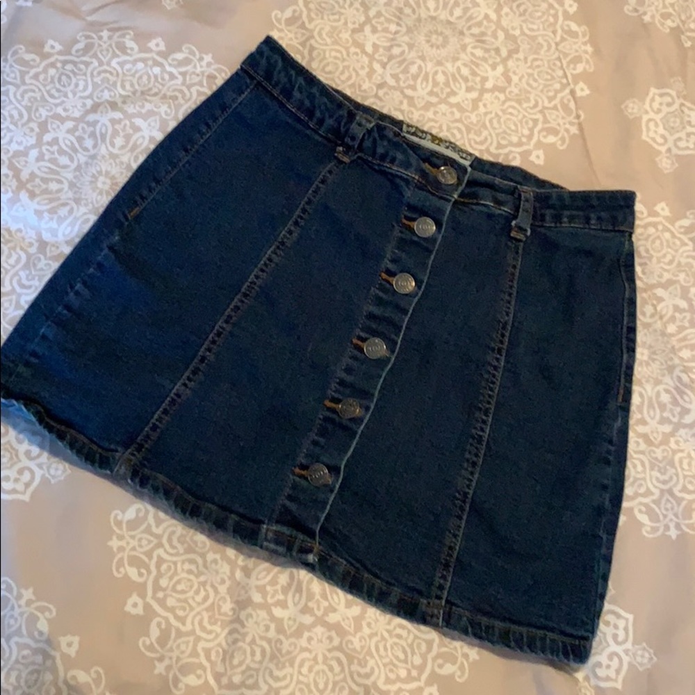 Denim Button Mini Skirt